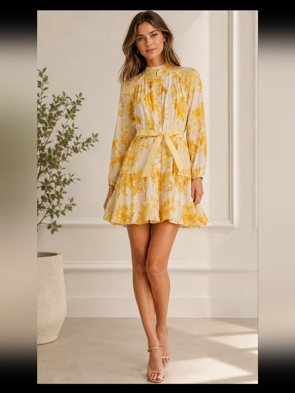 Antonio Melani Brynn Dress 12 NWT Yellow Floral Tie Waist Wedding Gu